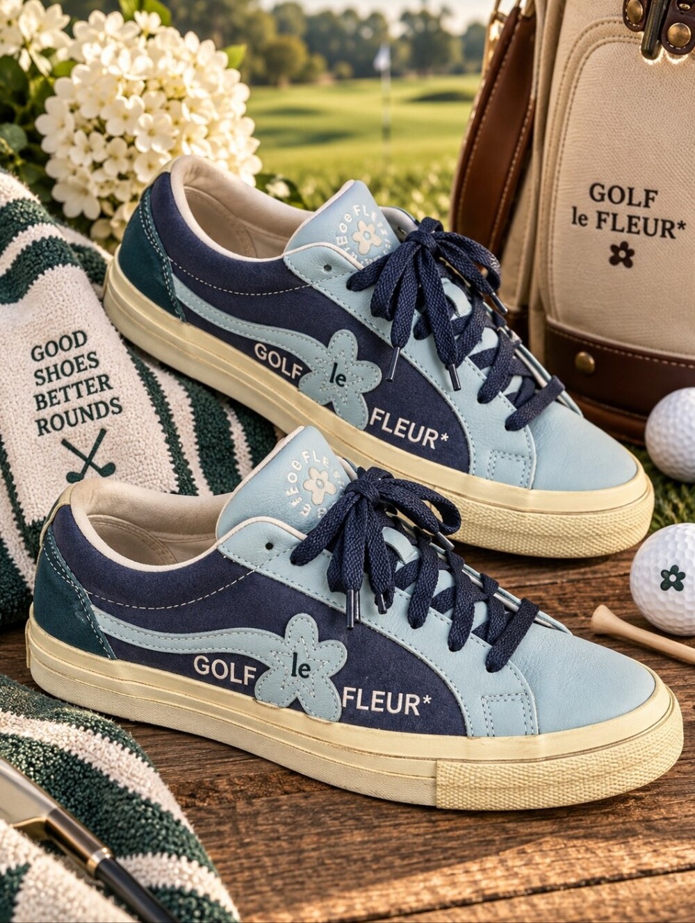 Converse GOLF le FLEUR Patriot Two-Tone Light Blue & Navy Floral Sneakers M6/W8